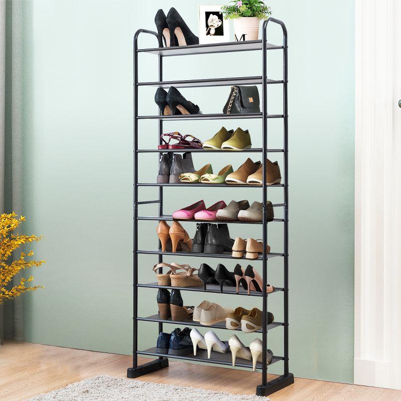 Costway 10-Tier Shoe Rack Space-saving Shoe Organizer W/Metal Frame Shoe Tower