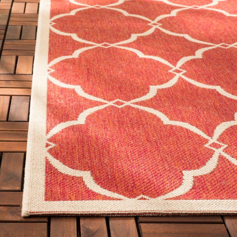 Beach House BHS125 POWER LOOMED Indoor/Outdoor Area Rug - Red/Creme - 4'x4' - Safavieh