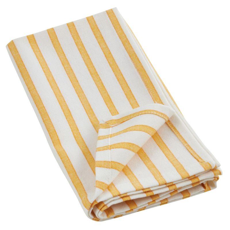 Yellow and White Cotton Striped Napkins, Set of 4