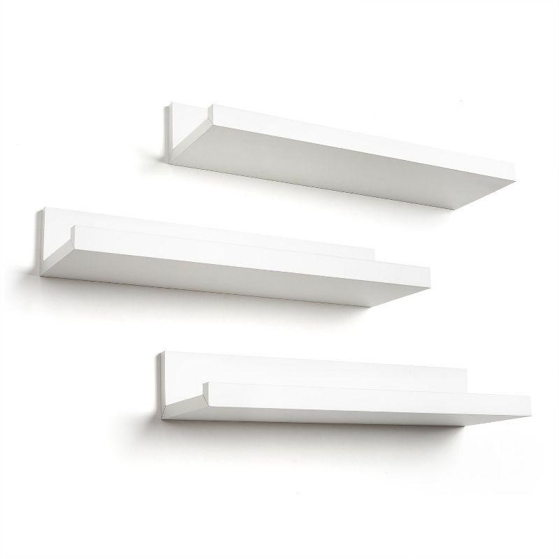 Americanflat Set of Three 14 Inch Floating Wall Shelves - White