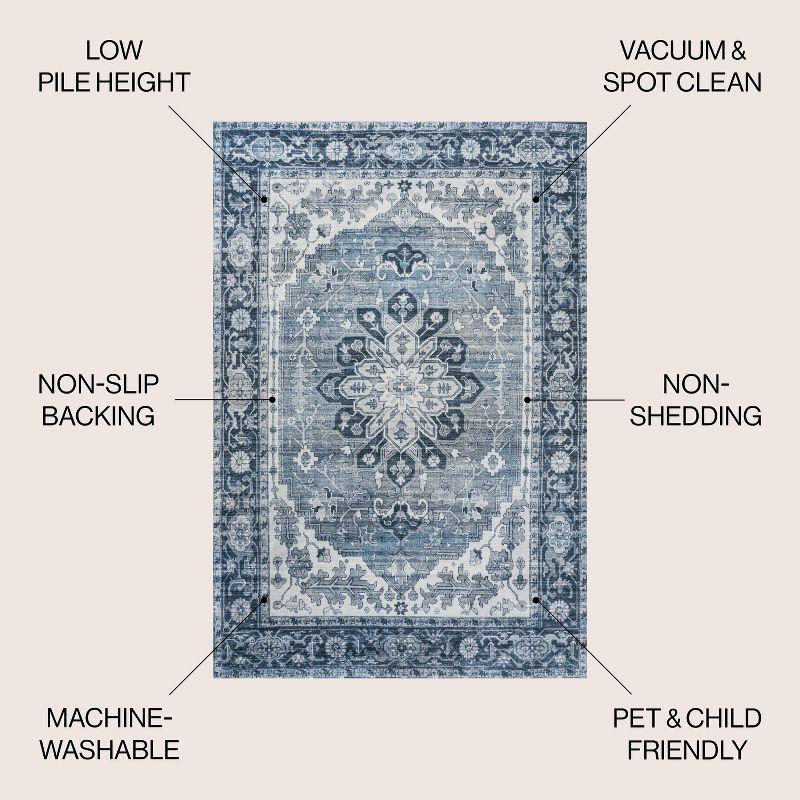 Asa Ornate Medallion Washable Area Rug - JONATHAN Y