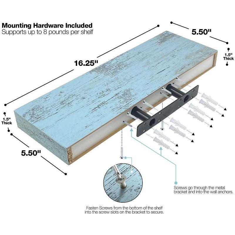 Sorbus Rustic Wood Hanging Rectangle Wall Shelves