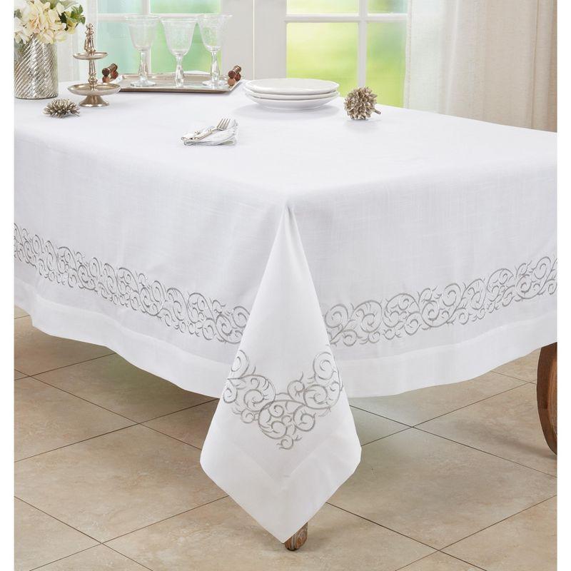 Saro Lifestyle Scroll Tablecloth with Embroidered Design