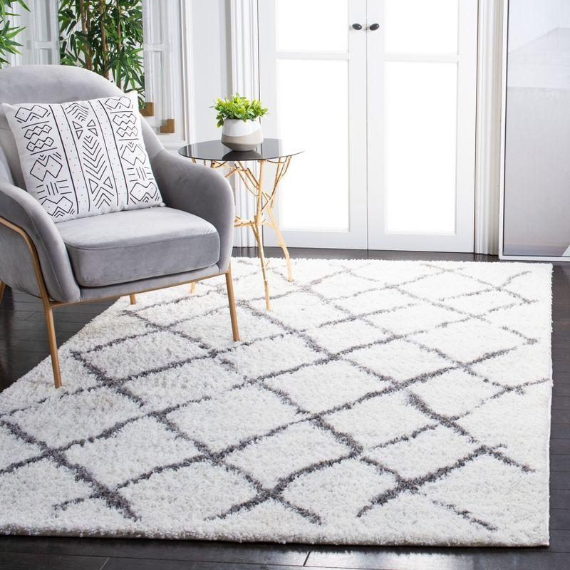 6' x 9' Gray and Cream Shag Area Rug