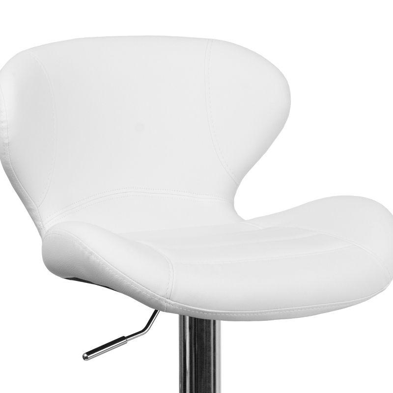 Flash Furniture Contemporary White Vinyl Adjustable Height Barstool with Curved Back and Chrome Base