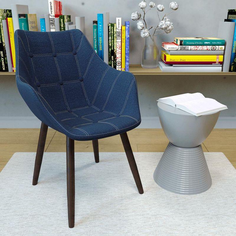 LeisureMod Milburn Modern Accent Chair for Living Rooms, Offices, Lounges – Denim Fabric, Upholstered, Mid-Century Arm Chair