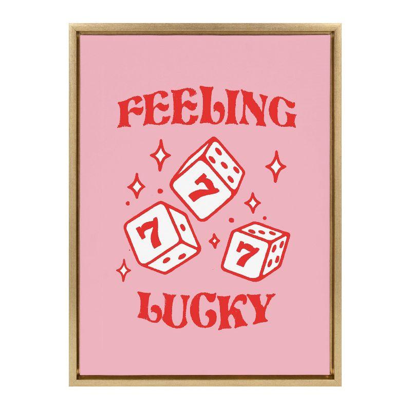 Kate & Laurel All Things Decor 18"x24" Feeling Lucky Framed Canvas by Alli Standefer Bright Gold