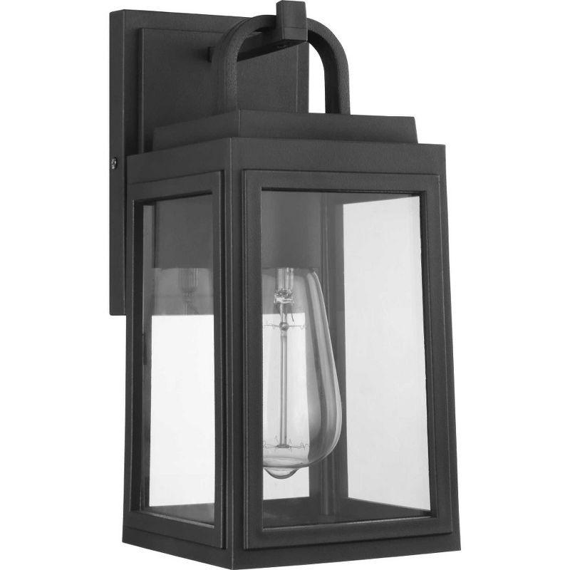 Progress Lighting Grandbury 1-Light Outdoor Wall Lantern in Black, Clear Glass, DURASHIELD, Wet Rated, 11.88"H x 5.5"L x 6.5"W