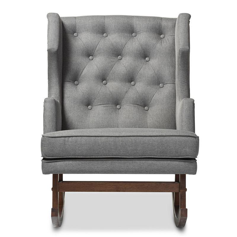 Iona Mid-Century Wingback 37" Rocking Chair with Button-Tufted Accents