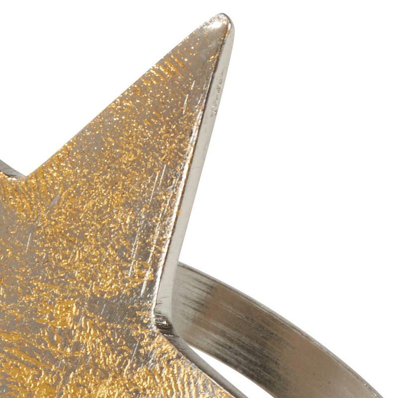 Saro Lifestyle Gold Texture Star Napkin Ring, Gold (Set of 4)