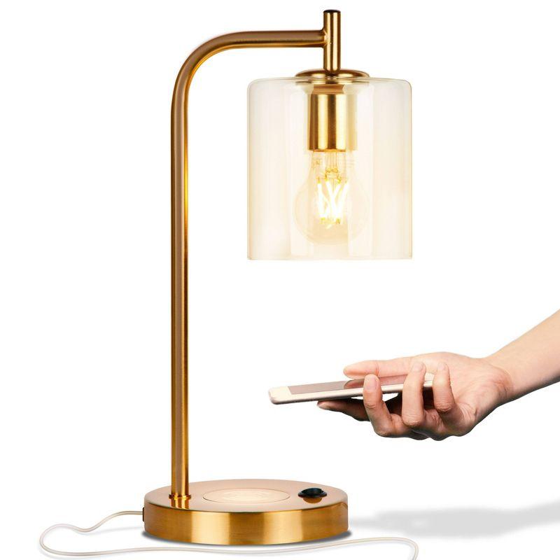 Elizabeth 16 in. Mid-Century Modern Desk Lamp with USB Port and Wireless Charging Pad