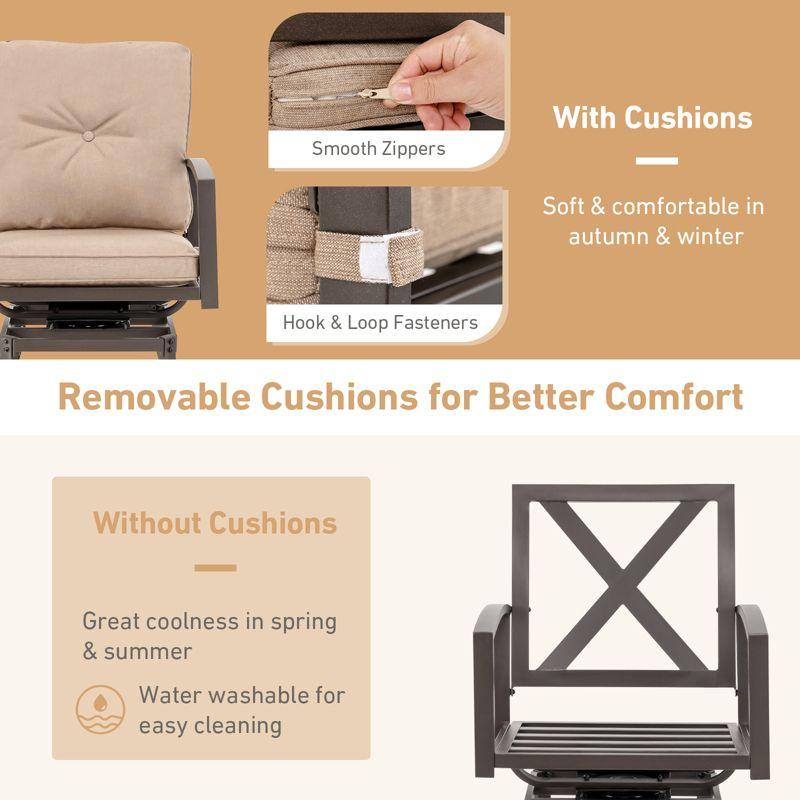 Tangkula Set of 3 Swivel Bar Height Bistro Set Cushioned Table Stools Furniture Patio Outdoor