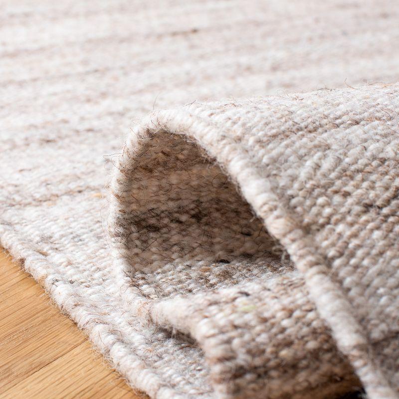 Ivory and Brown Flat Woven Wool Runner Rug