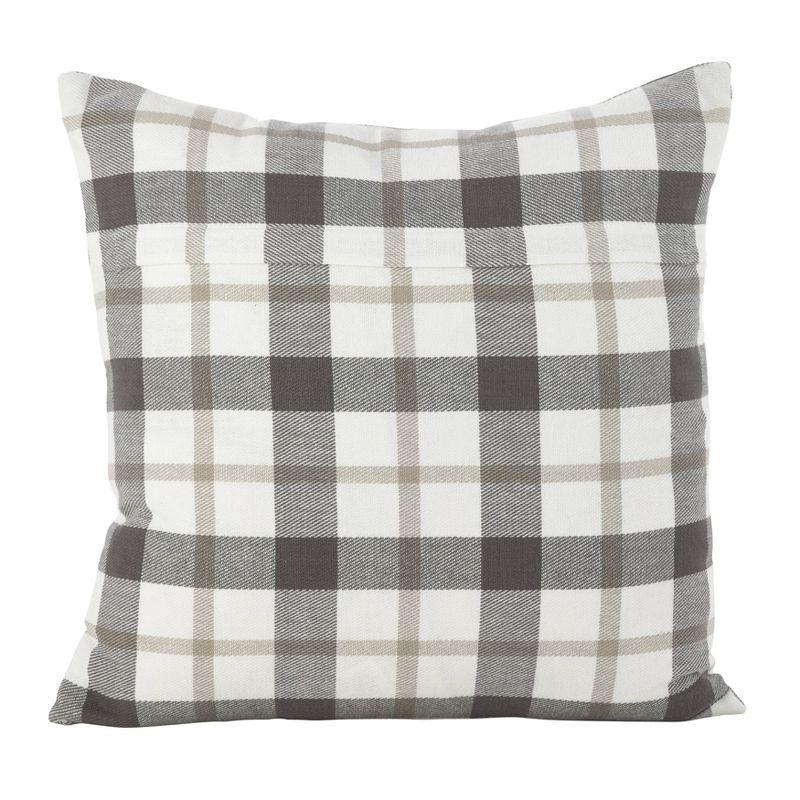 Plaid Down Filled Throw Pillow Gray - Saro Lifestyle