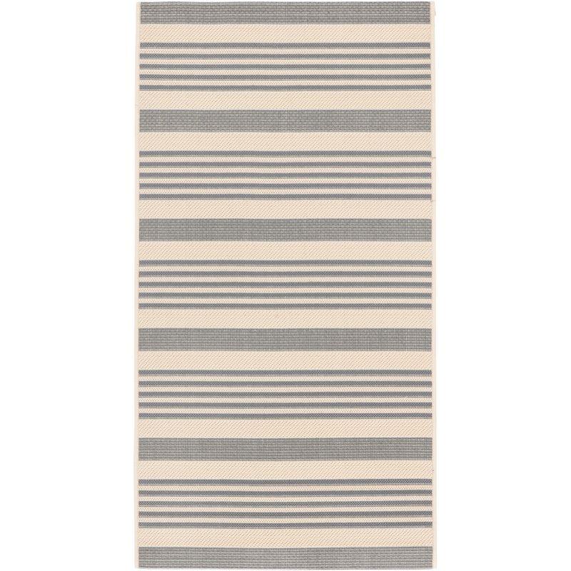 Contemporary Grey Stripe Indoor/Outdoor Easy-Care Rug - 2'7" x 5'