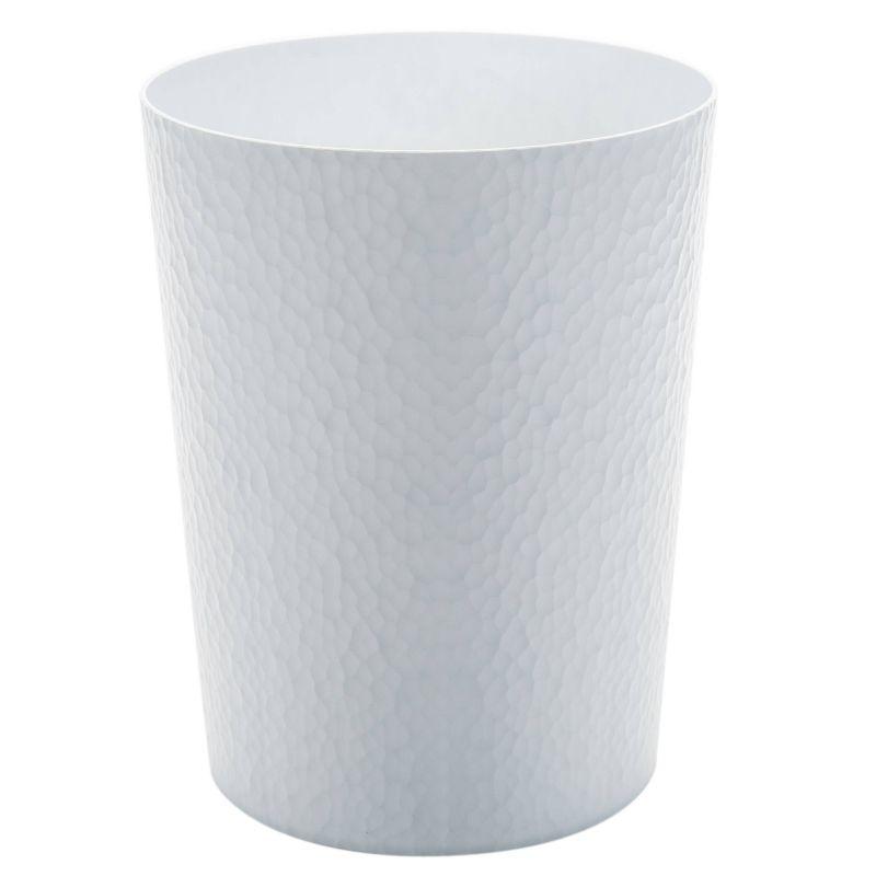 10L Hammered Round Waste Bin White - Bath Bliss