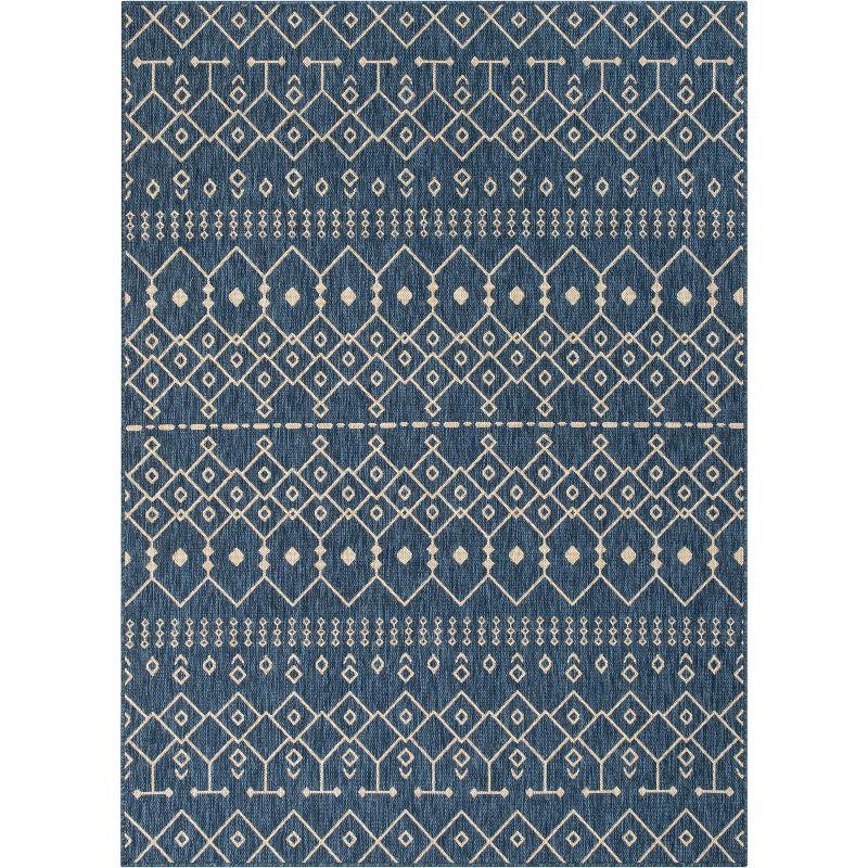 Marshanna Nord Trellis Blue Indoor/Outdoor Flat-Weave Area Rug