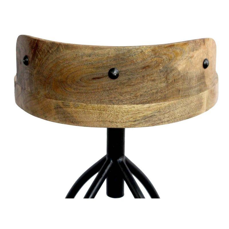 The Urban Port 30-35" Industrial Style Adjustable Swivel Stool with Backrest and Height Options Brown/Black