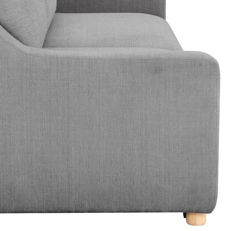 Gray Queen Convertible Sleeper Sofa with Natural Wood Legs