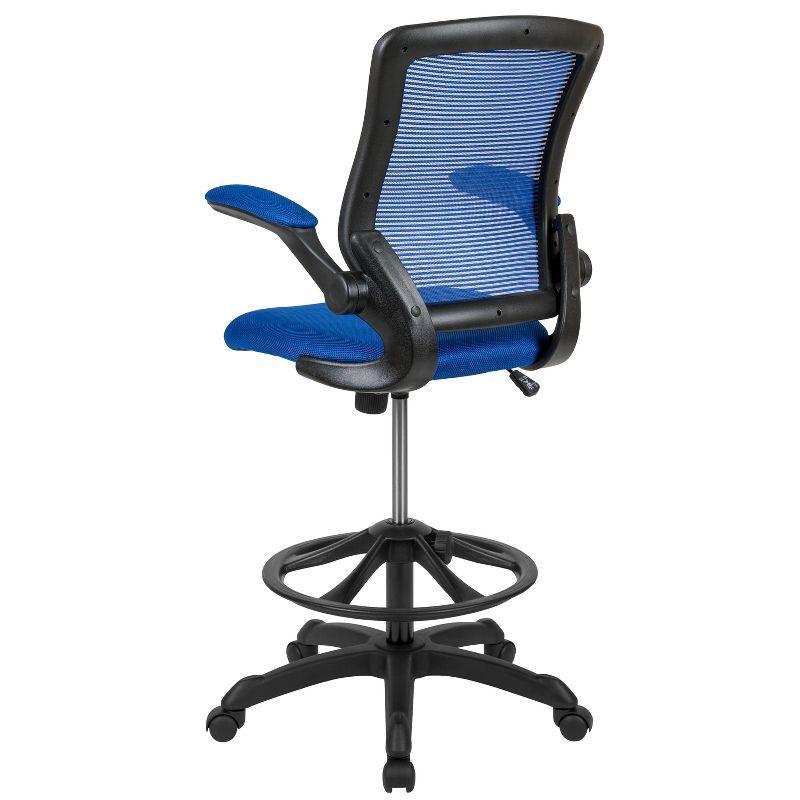 Flash Furniture Mid-Back Mesh Ergonomic Drafting Chair with Adjustable Foot Ring and Flip-Up Arms