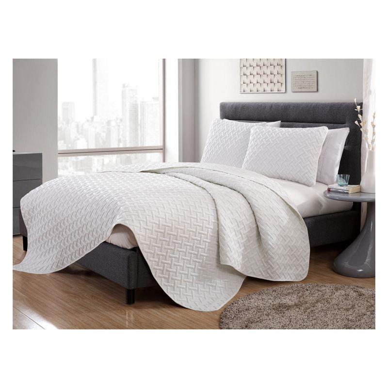 Nina Embossed Basketweave Quilt Set