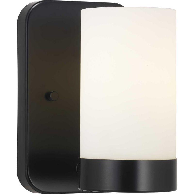 Progress Lighting Elevate 1-Light Wall Sconce, Matte Black, Etched White Glass Shade