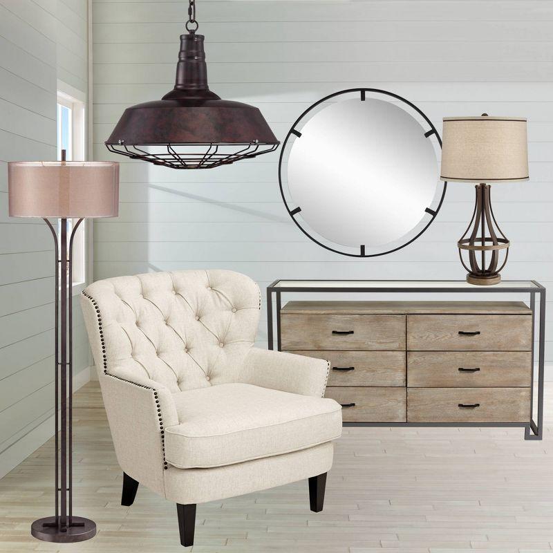 Franklin Iron Works Tiedra Rust Bronze Pendant Light 18 1/4" Wide Farmhouse Industrial Rustic Cage for Dining Room House Foyer Kitchen Island Entryway