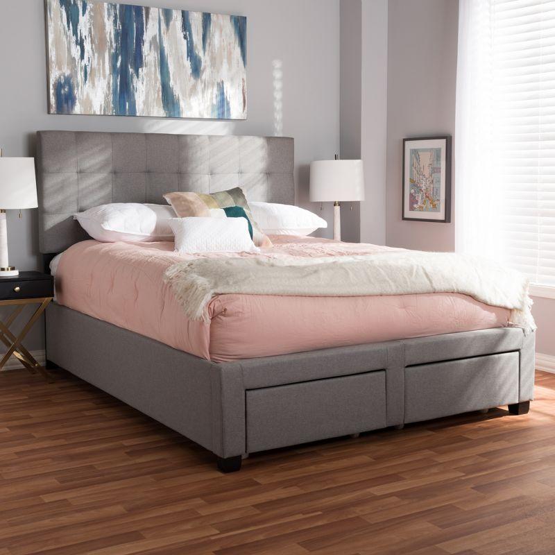 Queen Tibault Modern and Contemporary Fabric Upholstered Storage Bed Gray - Baxton Studio