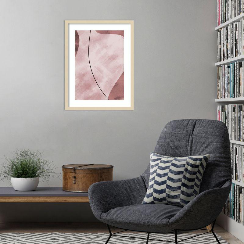 Abstract Pink Geometric Shapes Wood Framed Wall Art Print