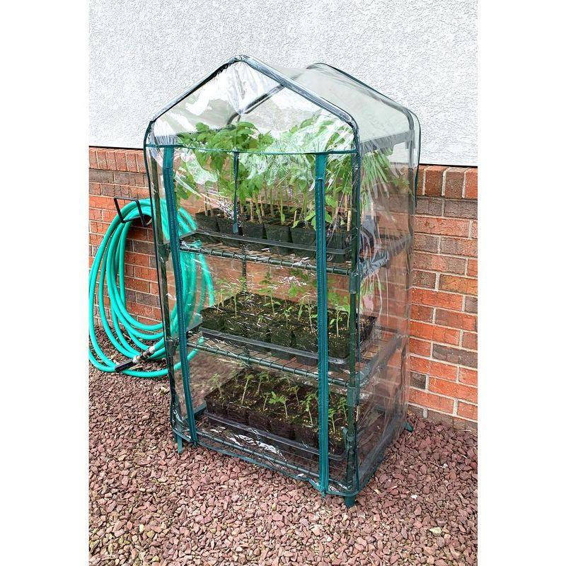 Clear PVC 3-Shelf Mini Greenhouse with Steel Frame