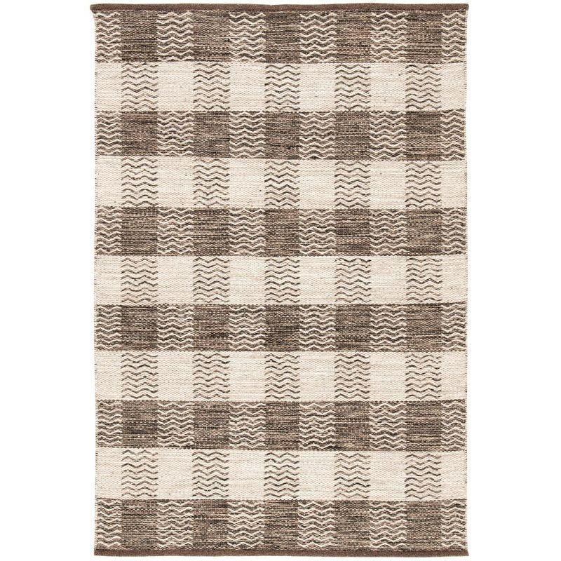 Light Gray and Brown Wool 4' x 6' Handwoven Area Rug