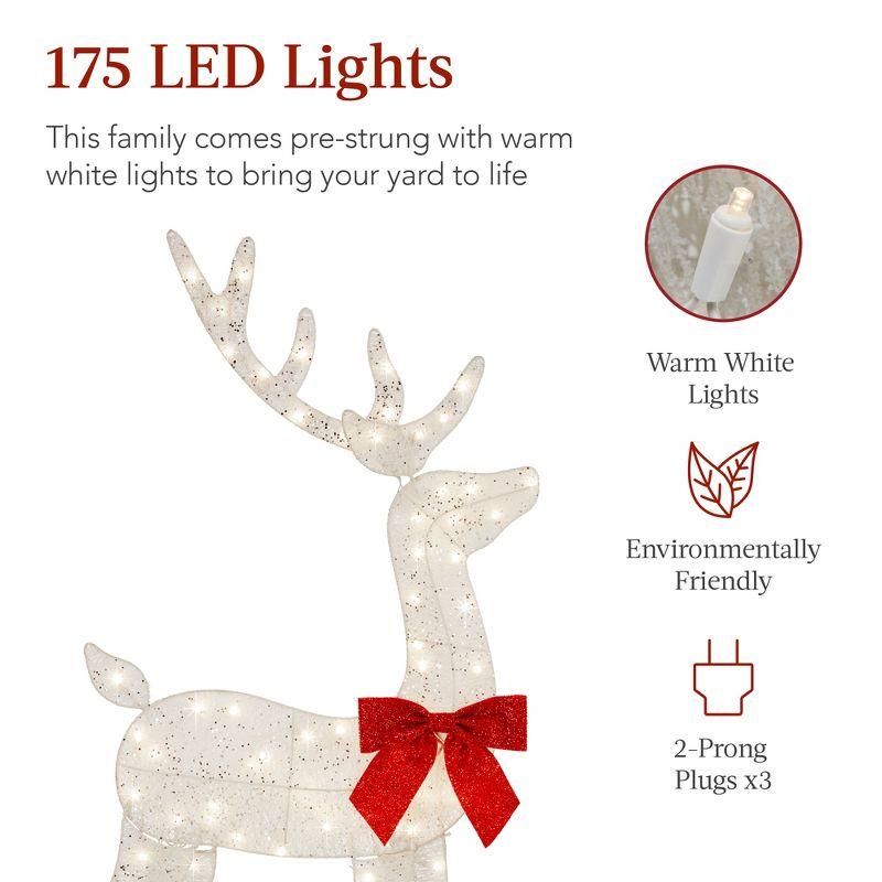 Best Choice Products 4ft 3-Piece Lighted 2D Christmas Deer Set Outdoor Yard Decoration w/ 175 LED Lights, Stakes