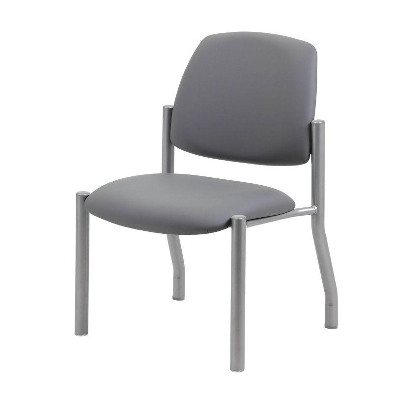 Armless Guest Chair Gray - Boss Office Products: Sturdy Mid Back, Antimicrobial Vinyl, 300 lbs Capacity