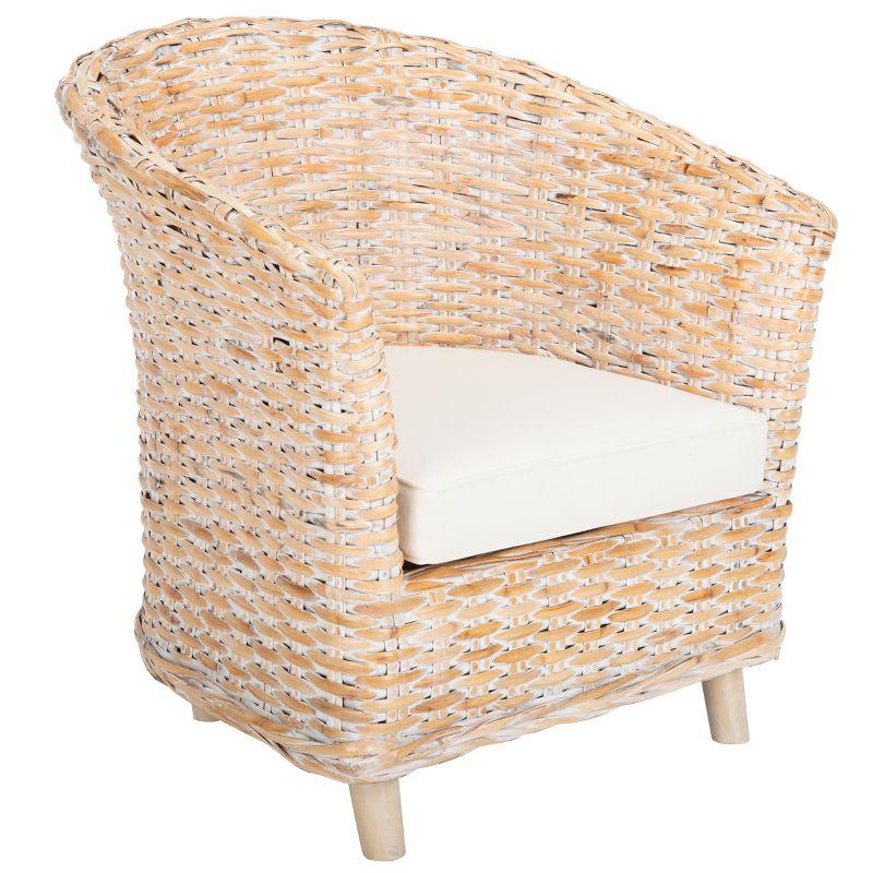 Omni Barrel Chair - FOX6501 - White/White Washed - Safavieh