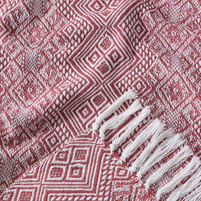 Chanasya Multi Diamond Cotton Throw Blanket With Tassels