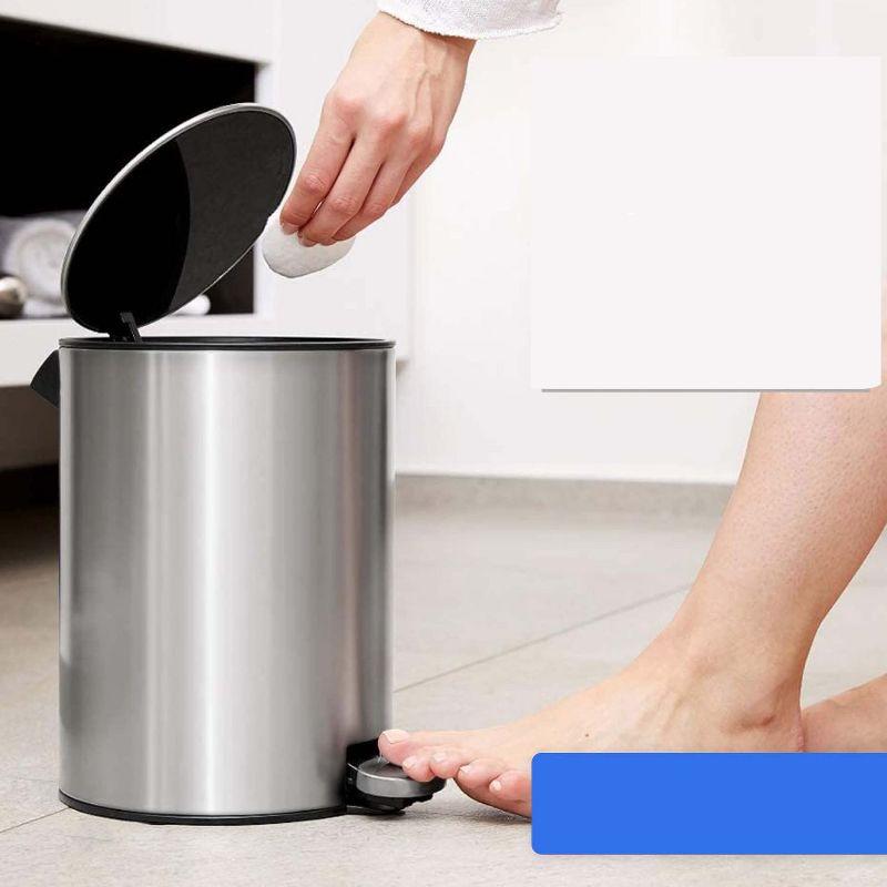 Bamodi 3L Stainless Steel Bathroom Wastebasket with Removable Inner Bucket & Lid