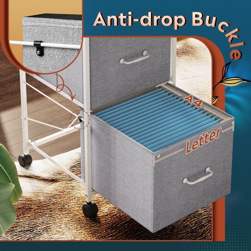 GALAXHERO  2 Drawer Mobile File Cabinet, Rolling Printer Stand, Fabric Vertical Filing Cabinet fits A4 or Letter Size for Home Office, Light Grey