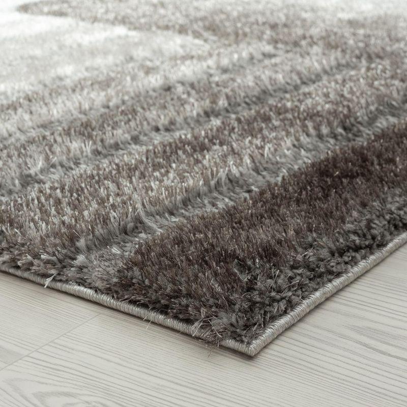 Modern Geometric Gray Shag 8' x 10' Area Rug, Stain-Resistant and Plush