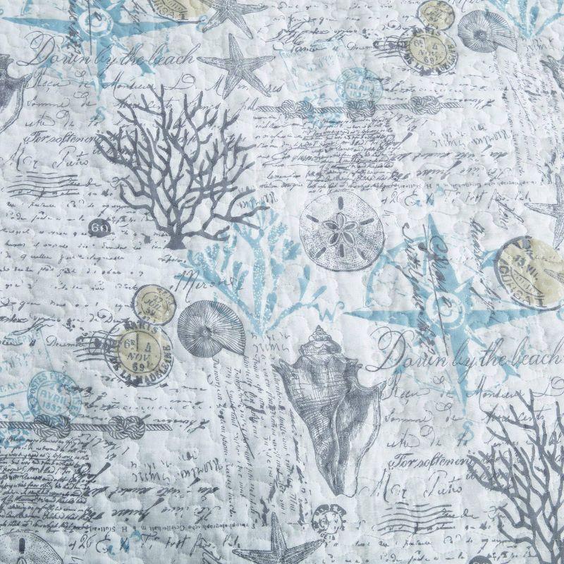 Tommy Bahama Home Tommy Bahama Beach Bliss Grey Cotton Reversible Quilt Set