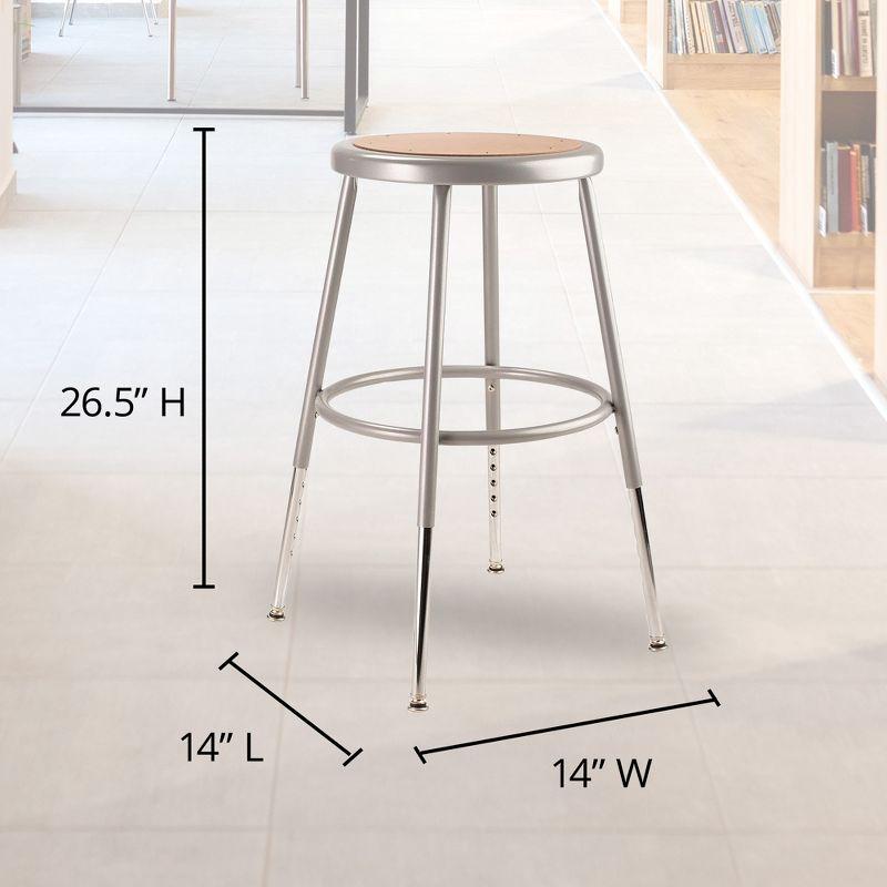 Adjustable Gray Metal Laboratory Swivel Stool with Footring