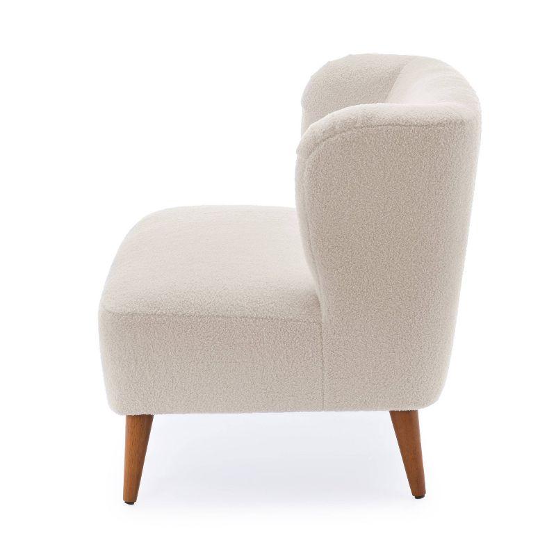 Comfort Pointe Vesper Boucle Accent Chair Milky White: Armless, Wingback, Wood Legs, Foam Cushion