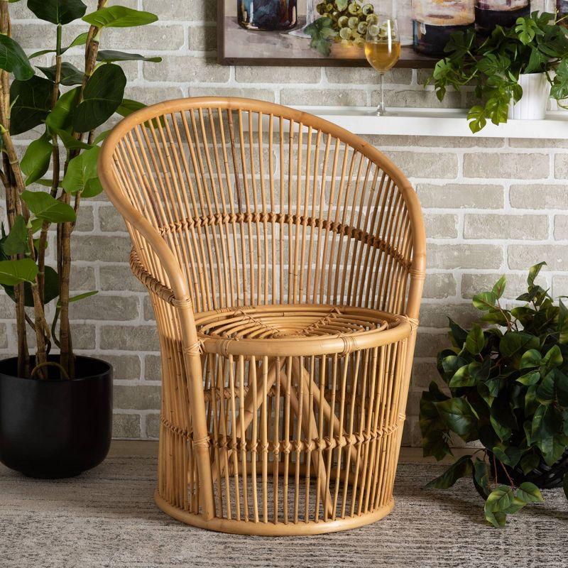 Narva Rattan Accent Chair Natural/Brown - bali & pari: Bohemian Style, No Assembly, Indoor Use, Solid Pattern