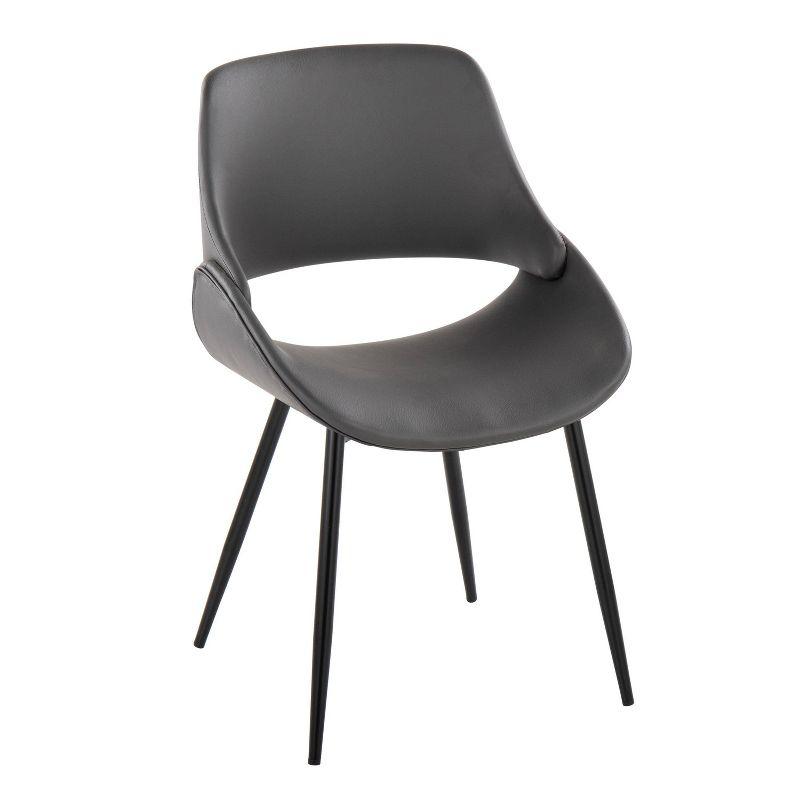 High Grey Faux Leather Upholstered Side Chair with Black Metal Frame