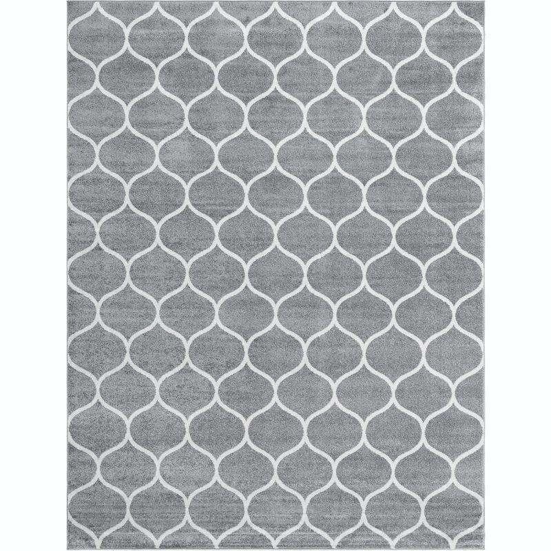 Unique Loom 9' 0 x 12' 0 Trellis Frieze Rounded Light Gray Area Rug