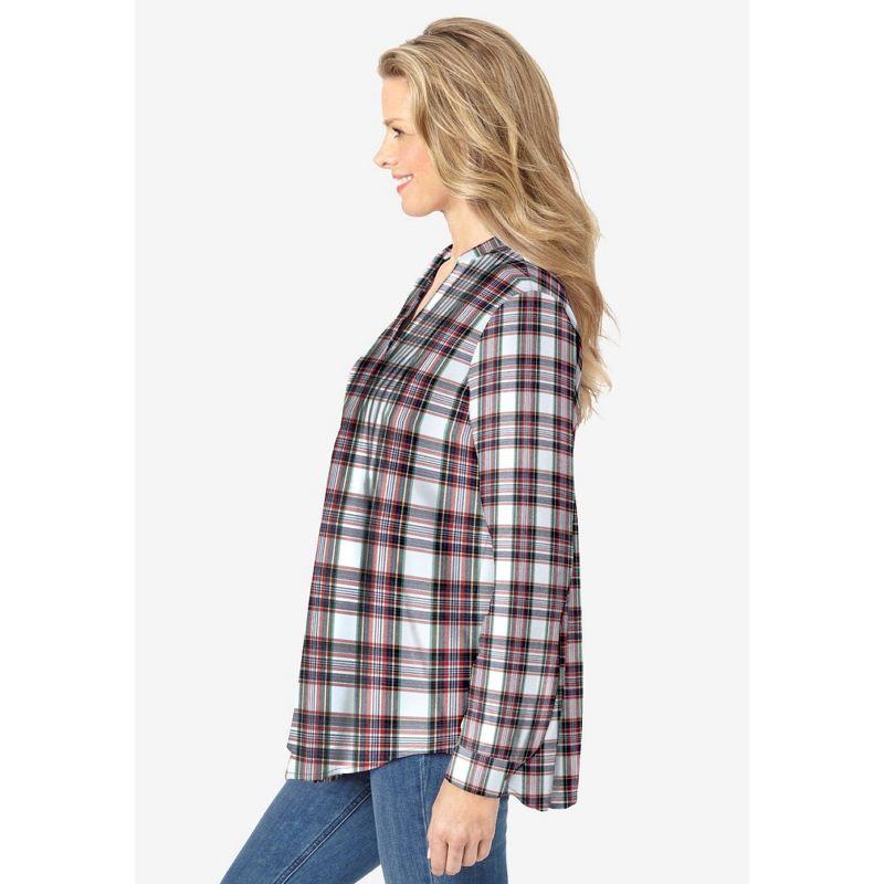 Woman Within Women's Plus Size Pintucked Flannel Shirt