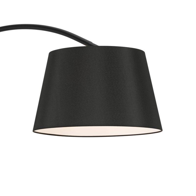 Possini Euro Design Luka Modern 71" Tall Standing Floor Lamp Curved Arc Foot Switch Black Metal Living Room Bedroom House Reading Linen Drum Shade