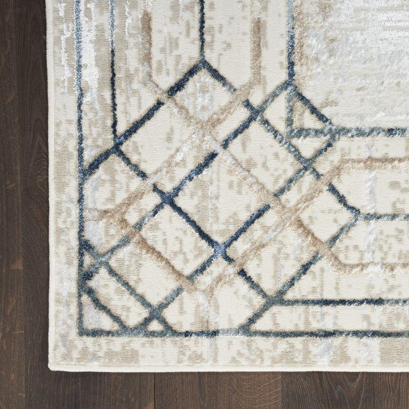 Nourison Glam 5'3" x 7'3" Ivory/Taupe Mid-Century Modern Indoor Rug