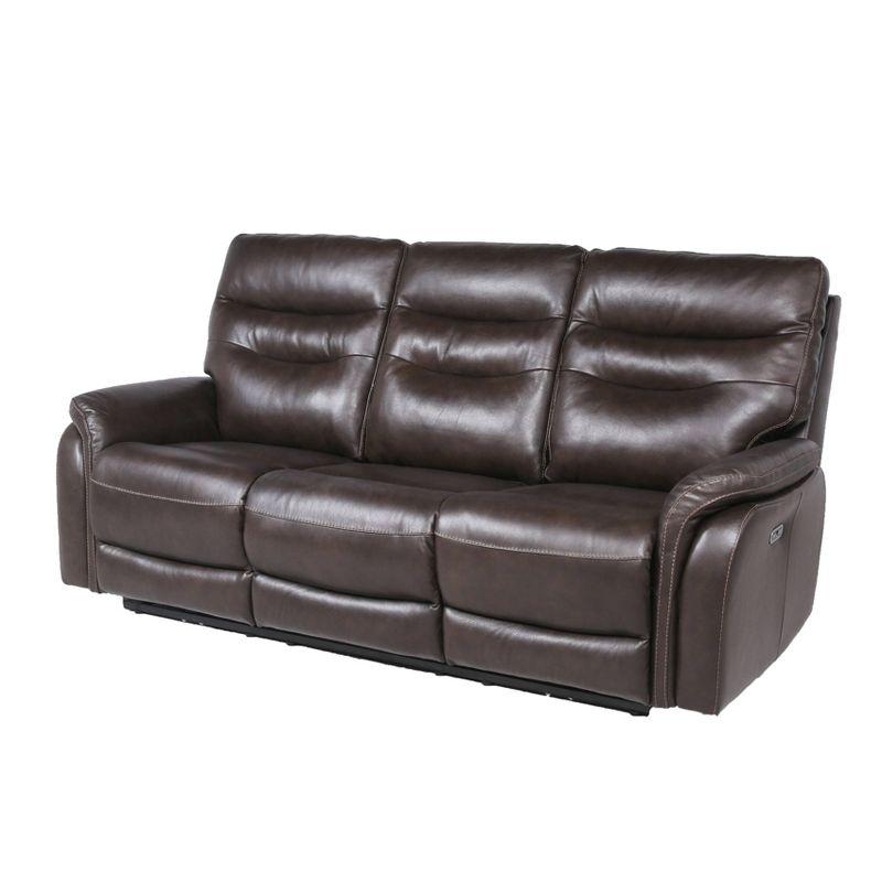 Fortuna Dark Brown Faux Leather Power Recliner Sofa