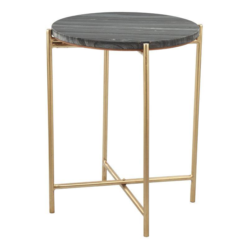 Zuo David Side Table Gray & Gold