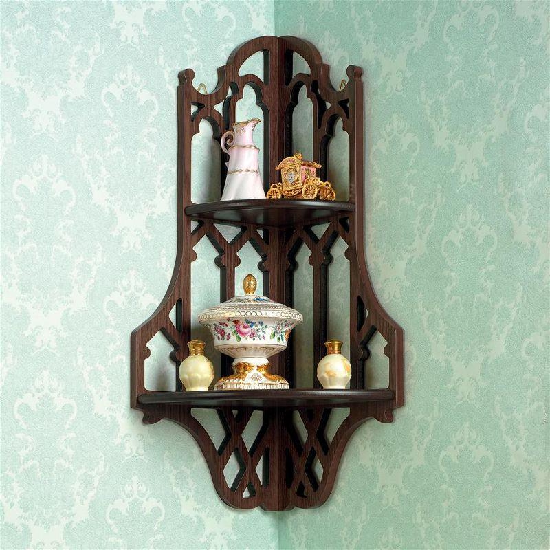 Canterbury Cathedral 2 Piece Solid Wood Corner Shelf